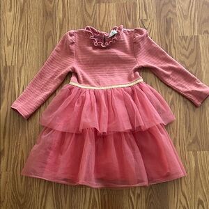 Mini Boden Pink Layered Tulle Dress with Gold Trim